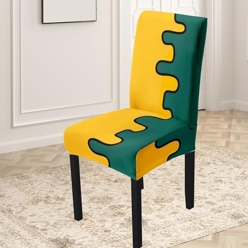 Stuhlhussen Zitronengelb Grün Stuhlüberzug Weich Spandex Stuhlhussen Schwingstühle Stuhlbezug Waschbar Stuhl überzug Abnehmbare Stuhlbezüge mit Gummiband Hussen für Stühle Stuhlhussen 6er Set