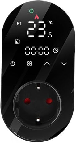 Termostato Enchufable, Control de Aplicación de Voz WiFi Pantalla LED Programable Temporizador de Cuenta Regresiva Calefacción Enfriamiento Termostato Enchufe Pantalla Táctil