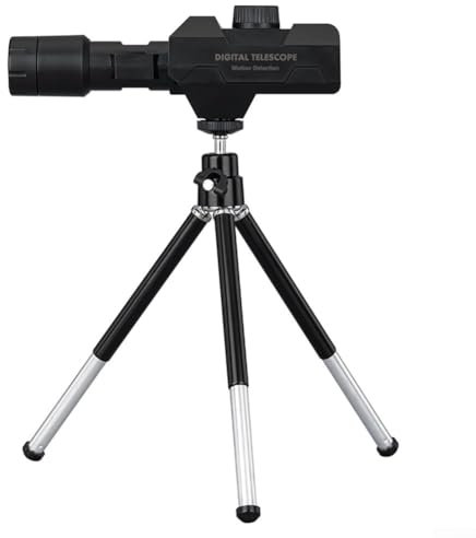 ZMdooreasy Télescope monoculaire numérique, zoom 70x, HD 2 millions de pixels, batterie 2000 mAh, connectivité sans fil pour smartphone/tablette, noir, avec trépied