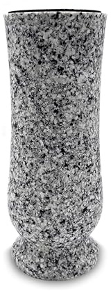 Grabvase Kunstharz Granitnachbildung Schwedisch Black 20 cm Höhe Ø10 cm – stilvolle wetterfeste frostsichere Friedhofsvase mit Kunststoffeinsatz – eleganter Grabschmuck für den Friedhof (Striegau)