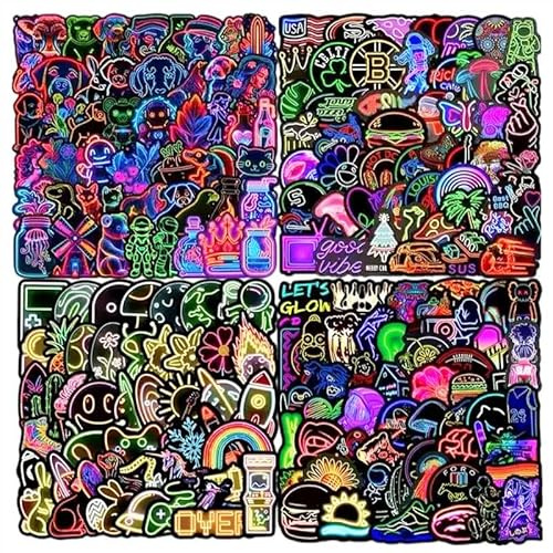 200 Stück Neon Stil Graffiti Sticker Sticker Kinder wasserdichter Vinyl geeignet für Kinder Erwachsene Erwachsene