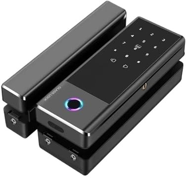 Intelligent Home Digital Electronic Glass Door Lock Wi-fi, Compatible with TTlock Tuya App Card Fingerprint Password Smart Do(TTlock App)