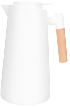 TOYZFRIENDY Jarra de Café para Mantener el Calor y Hervidor de Agua Aislado Interior de Vidrio y Mango de Madera, Diseño Ligero y Multifunción para Uso Doméstico