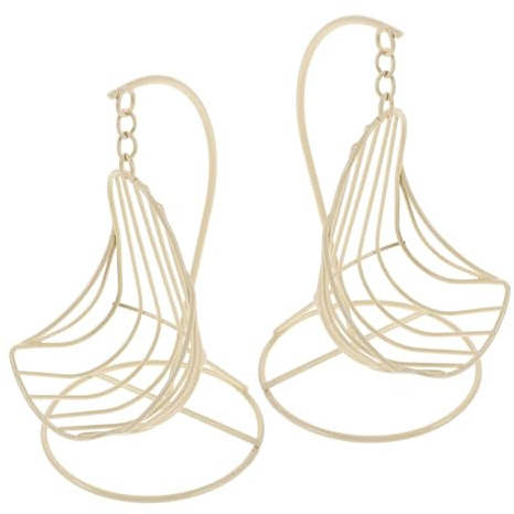 Hohopeti 2pcs Doll House Mini Hanging Basket Hammock Decor Desktop Ornament Mini Hanging Chair Miniature Swing Figurine Miniature Bedroom Furniture Small Dollhouse Furniture Iron Beige