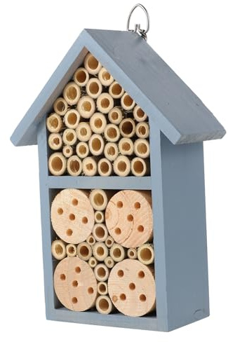 SEWACC Buntes Hängendes Bienenhaus aus Holz Dekoratives Insektenhotel mit Sicherem Dach Glatter Oberfläche Wetterfest für Garten Balkon Nisthilfe Wildbienen Holzhaus