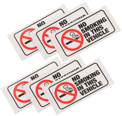 UKCOCO No Smoking Sticker 6pcs Waterproof No Smoking Sign Decal for Vehicle Car Warning Label Safety Signs