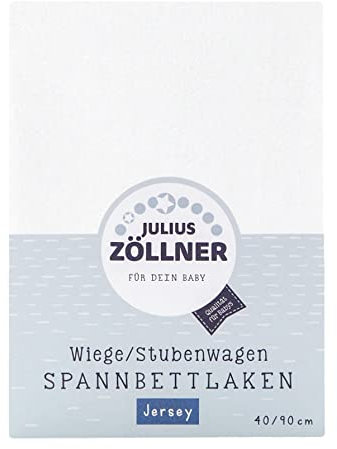 Julius Zöllner Jersey Spannbettlaken für Wiegen 90x40cm und Stubenwagen, 100% Baumwolle, STANDARD 100 by OEKO-TEX, weiß, 90x40 cm (1er Pack)