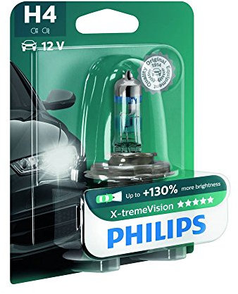 Philips X-tremeVision +100% H4 Scheinwerferlampe 12342XVB1, Einzelblister White 13.50x9.50x13.50