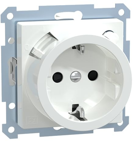 Schneider Electric Merten FI-Schuko-Sicherheitssteckdosen-Einsatz, 233825 | 1-fach, mit Berührungsschutz, System M, aktivweiss glänzend