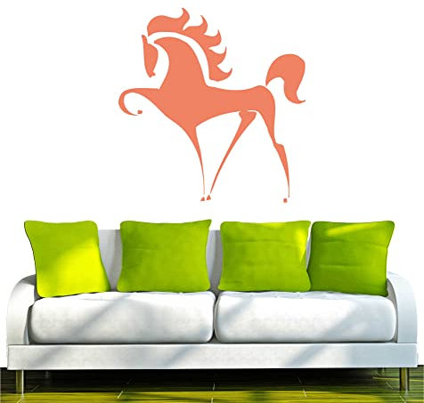 INDIGOS UG - Wandtattoo Wohnzimmer - Wandaufkleber Pferd - Pony 120x114 cm Hellbraun w529 - Aufkleber Kinderzimmer Schlafzimmer Küche Badezimmer Büro Dekoration