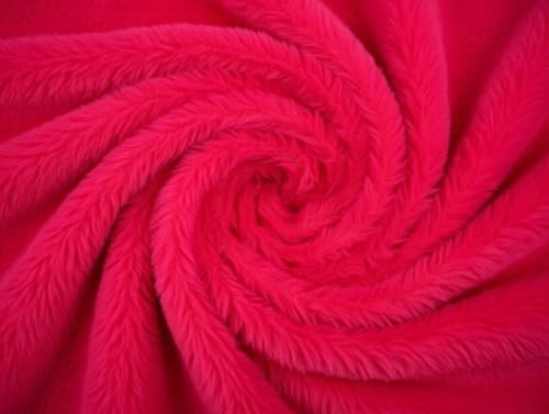 Einfarbig Spass Kunstpelz Stoff Material Leuchtend Kirschrot Rosa - Rosa, 1Mtr - 150cmx100cm