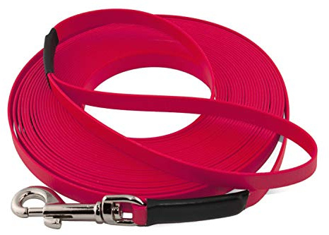 LENNIE Leichte BioThane Schleppleine, 9mm, Hunde 5-15kg, 5m lang, mit Handschlaufe, Neon-Pink, genäht