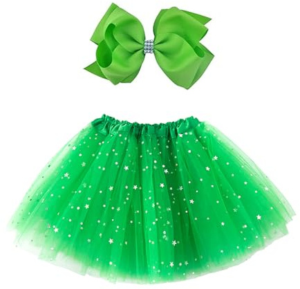 Jastore® Girls Layered Stars Sequins Tutu Skirt Princess Ballet Dance Dress (Green)