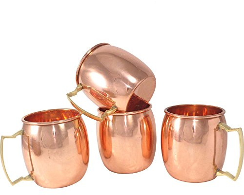 Rastogi Handicrafts Massiver Kupferbecher für Moscow Pantoletten, 550 ml, 100 % reines Kupfer, lackiertes Finish, Mule Cup, Moscow Mule Cocktailbecher, Kupferbecher, Cocktailbecher (6)