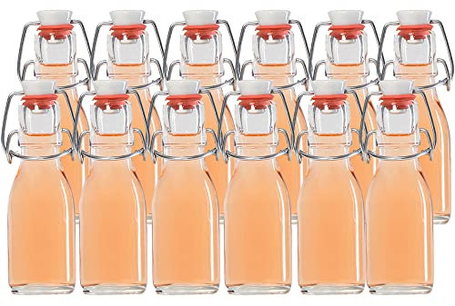 Vitrea 10er Set Bügelflaschen Bügelflasche Glasflaschen 100ml Etiketten mit Bügelverschluss zum Selbstbefüllen Glas Bügelflachen