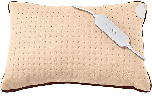 Sweet Dreams Heated Cushion Pillow Heat Pad 110W, Large for Back Knee Neck Stomach Pain and Arthritis, Electric LED 4 Setting Control, Auto Safety Off After 90 Minutes (Beige, 40 x 30 x 14cm Large)