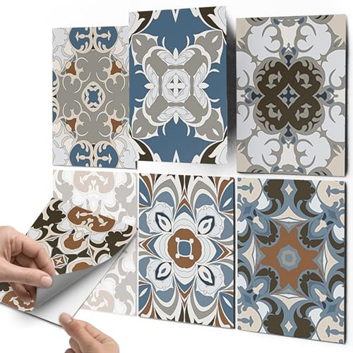 CREATISTO Mosaikfliesen Fliesenaufkleber Fliesenfolie - Aufkleber Folie für Fliesen I Stickerfliesen - Mosaikfliesen für Küche, Bad, WC Bordüre (20x25 cm I 6 -Teilig)