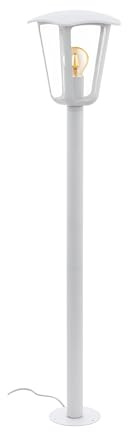 EGLO Außen-Stehlampe Monreale, 1 flammige Außenleuchte, Stehleuchte aus Aluguss und Kunststoff, Farbe: Weiß, Fassung: E27, IP44