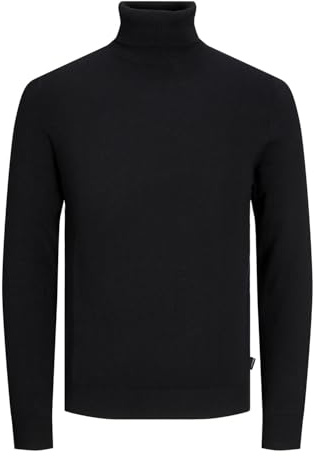 Jack & Jones NOS Men's Jjeemil Knit Roll Neck Noos Turtleneck, Black (Black Black), X-Large