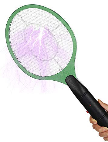 Electric Bug Zapper Racket Handheld Mosquitos Insects Killer Fly Swatter Battery Operated for Indoor Outdoor Camping Picnics (Green)