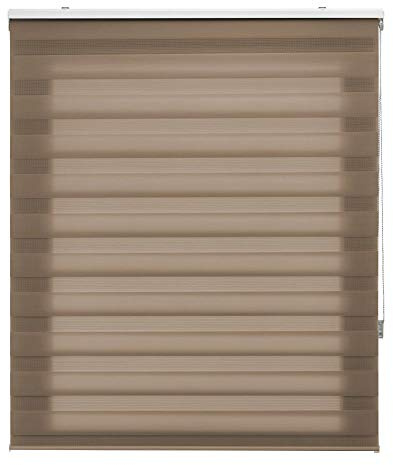 HappyStor Night Estor Enrollable Noche y Dia A Medida 321-Marron Medida Total Estor: 70x250 (Solo Ancho Tela:66-67cm.)
