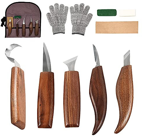 Set di utensili da intaglio in legno, con pietre abrasive, 10 pezzi, strumenti professionali per intagliare il legno