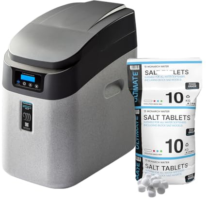 Monarch Water Ultimate Midi HE WRAS-Approved Water Softener for 15mm Supplies, Suitable for 1-6 People and Includes 10kg Monarch Tablet Salt