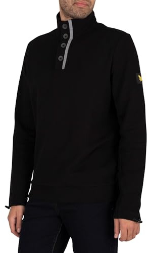 Lyle & Scott Men's Button Funnel Neck Sweatshirt, Jet Black, XL