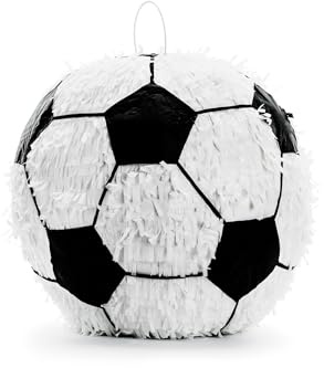 Piñata 35x35x35cm Fußball - Party Dekoration zum Befüllen - Partyspiele für Kindergeburtstag Geburtstag Jungen Party Fußballparty - Geburtstagsdeko Partydeko & Partyzubehör - Schwarz Weiß