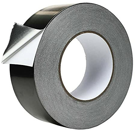 Westspark 20M Black Aluminum foil Duct Tape, 2 inch Professional Grade Roll Silver Adhesive Sealing Tape for HVAC, Refrigerator, Freezer, Insulation, Patching Hot & Cold Air Ducts, Sealing, etc. (20M)