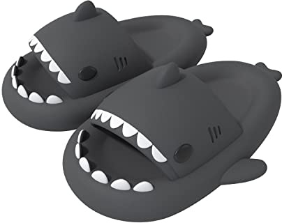 ChayChax Tofflor Shark Sildes för kvinnor, män och barn, haj-badtofflor för sommaren, halkfria badskor/strandsandaler, 42/43 EU