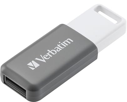Verbatim DataBar USB Stick, kompakter Speicherstick mit 128 GB Datenspeicher, portabler USB 2.0 Memory Stick in Grau, ideal für Laptop, PC und Notebook