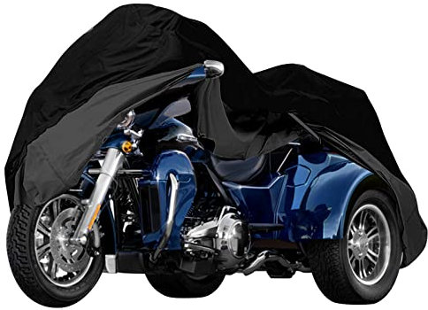 Waterproof Trike Cover Replace for Harley-Davidson and Honda Trike, 420D Oxford Cloth Heavy Duty Trike Cover with Reflective Strips for Snow Rain Dust Hail Protection