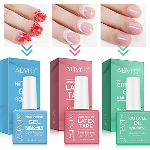 Nagellackentferner mit Nagelhaut-Öl und Latex-Klebeband-Kit, Magic Gel Nagellackentferner, leicht & sanft, kein Hautkontakt, kein Schaden, keine Notwendigkeit für Folie, Einweichen oder Einwickeln