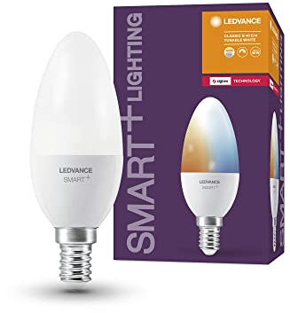 LEDVANCE Smart+ Lampe mit ZigBee Technologie, 5W, 40W-Ersatz, Sockel E14, Lichtfarbe Tunable White, 470lm, 4er Pack