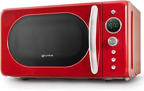 Microondas vintage, 20L, Digital, Temporizador de 60 min, 6 niveles de potencia y 8 programas predefinidos, Rojo