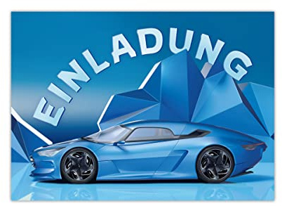 Junapack 12 Einladungskarten zum Kindergeburtstag Geburtstag Jungen Rennauto Rennwagen