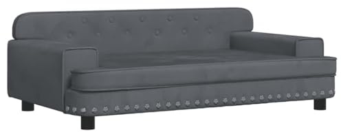 vidaXL Cama para Perro de Terciopelo Gris Oscuro 90x53x30 cm, Sofá para Mascota