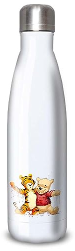 Gourde/Bouteille d'eau en Aluminium - Acier Inoxydable (isotherme 24h) réutilisable 330ml à 750ml, Winnie and Friends (Bouteille (isotherme, bouchon rond) 500ml, Acier Inox)
