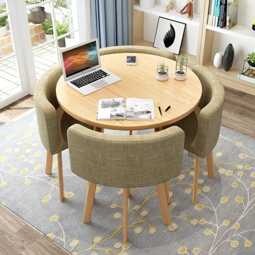 Runder Esstisch-Set mit 4 Stühlen, platzsparende Möbel für Küche, Lounge, Empfangsraum, Büro, Konferenztische, perfekt für Esszimmer und Freizeit, kleiner Wohnzimmer-Essbereich