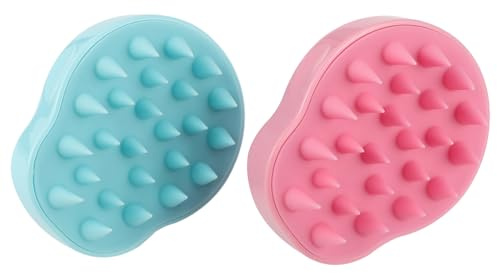 JECOMPRIS Kopfhautmassagegeräte 2 Stück-pack aus Silikon Fördert Haarwachstum und Stoffwechsel Rosa Shampoo Bürste für Sanfte Kopfhautmassage und Gründliche Reinigung
