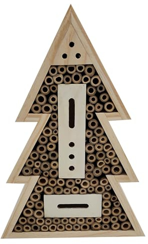 Dehner Natura Premium - Hotel para Insectos Arbol para Abejas Silvestres/Mariposas, Aprox. 21 x 31 x 7 cm, Madera de Pino con Certificado FSC, Color Natural