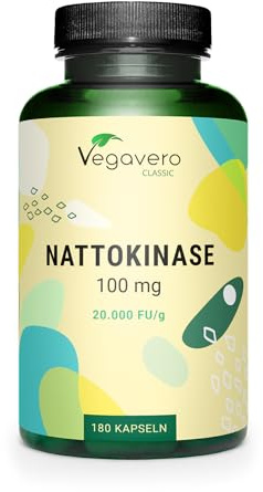 Nattokinase | 100 mg – 20.000 FU/g | Natto da Soia No OGM | Altamente Dosato | Senza Additivi Artificiali e Testato in Laboratorio | Vegan | Vegavero®