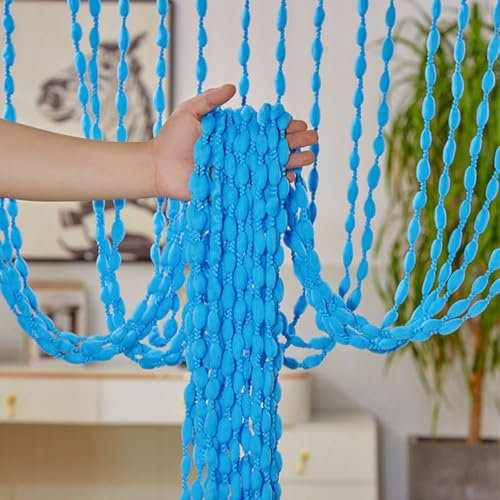 MObyat Beaded Doorway Curtain 100x200cm Beaded Curtain Door String Curtains For Doorway, Boho Hippie Hanging Patio Tassels Screen, For Room Divider Window Hallway Entrance Wall Closet(Blue)