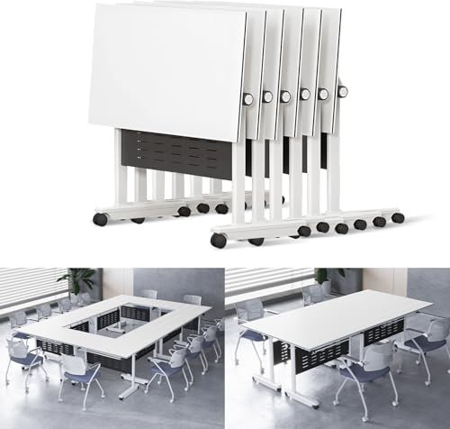 Klappbare Konferenztische, 120 cm lang, für Büro, Konferenzraum, Rollen, Trainingstische mit leisen Rädern, Aluminiumlegierung, klappbarer mobiler Konferenztisch für Klassenzimmer, Büro, (D)