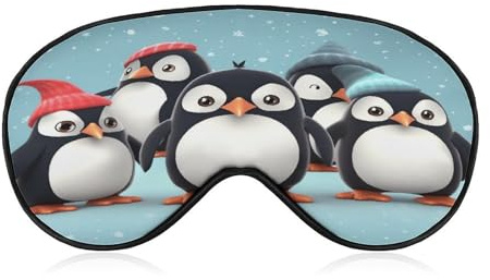 Schlafmaske mit niedlichen Pinguinen. Lichtblockierende Schlafaugenmaske mit niedlichen Pinguinen, Augenabdeckung mit verstellbarem Riemen, Augenschutz für den Schlaf