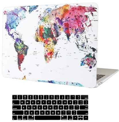 AUSMIX Kompatibel mit MacBook Air 13 Zoll Hülle 2021 2020 2019 2018 Release A2337 M1 A2179 A1932, Laptop Kunststoff Hartschalenhülle + Keyboard Skin Cover,Karten