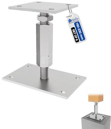 GeZu Impex Support de poteau hauteur reglable 80 x 80 mm | Galvanoplastie Hauteur Reglable Platine Bois Pied Poteaux Clôture