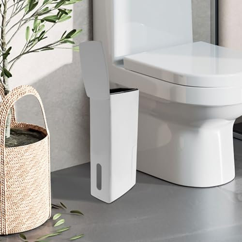 Bathroom Trash Can Toilet Brush Set with Lid Narrow Design Includes Garbage Bag Ideal for Integrated Toilet Cleaning and Waste Disposal