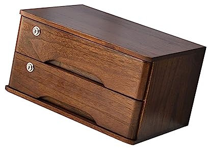 Flacher Aktenschrank aus Massivholz mit abschließbaren Schubladen, Schreibtisch-Aufbewahrungsbox für Bürobedarf, A4/Quittungsakten, Verriegelung, Aktenschrank (2/3 Ebenen)